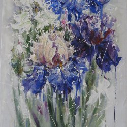 Бердник-Мальована - Півники, 2015, 92*50, полотно,олія, 1000$